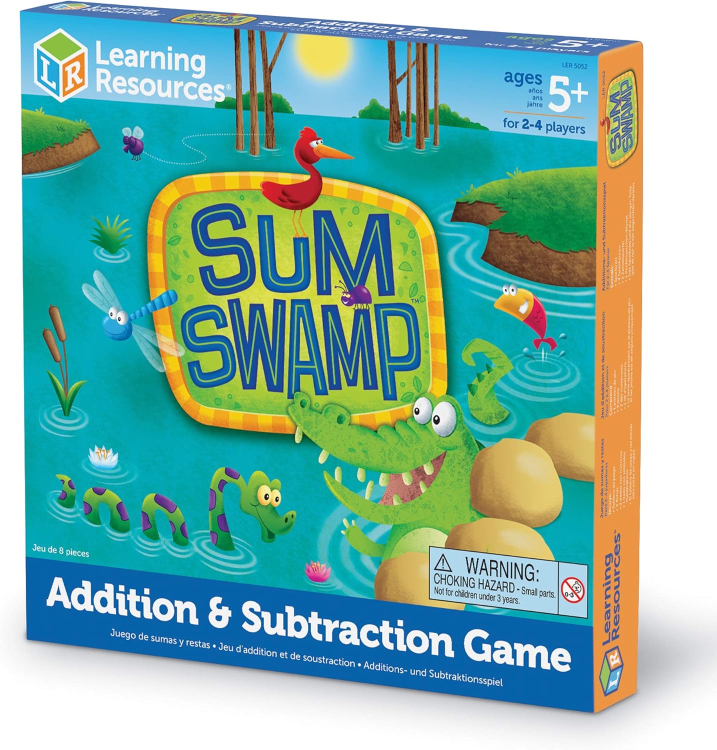 Learning Resources Sum Swamp Game, Homeschool, Addition/Subtraction, Early Math Skills, Math Games for Kids, Educational Board Games, 8 Pieces, Ages 5+: Office Products
