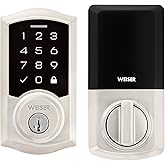 Weiser SmartCode Touchpad Satin Nickel Electronic Door Lock, 10 Digit Touchpad with Motorized Lock/Unlock, Auto Lock, 50 User