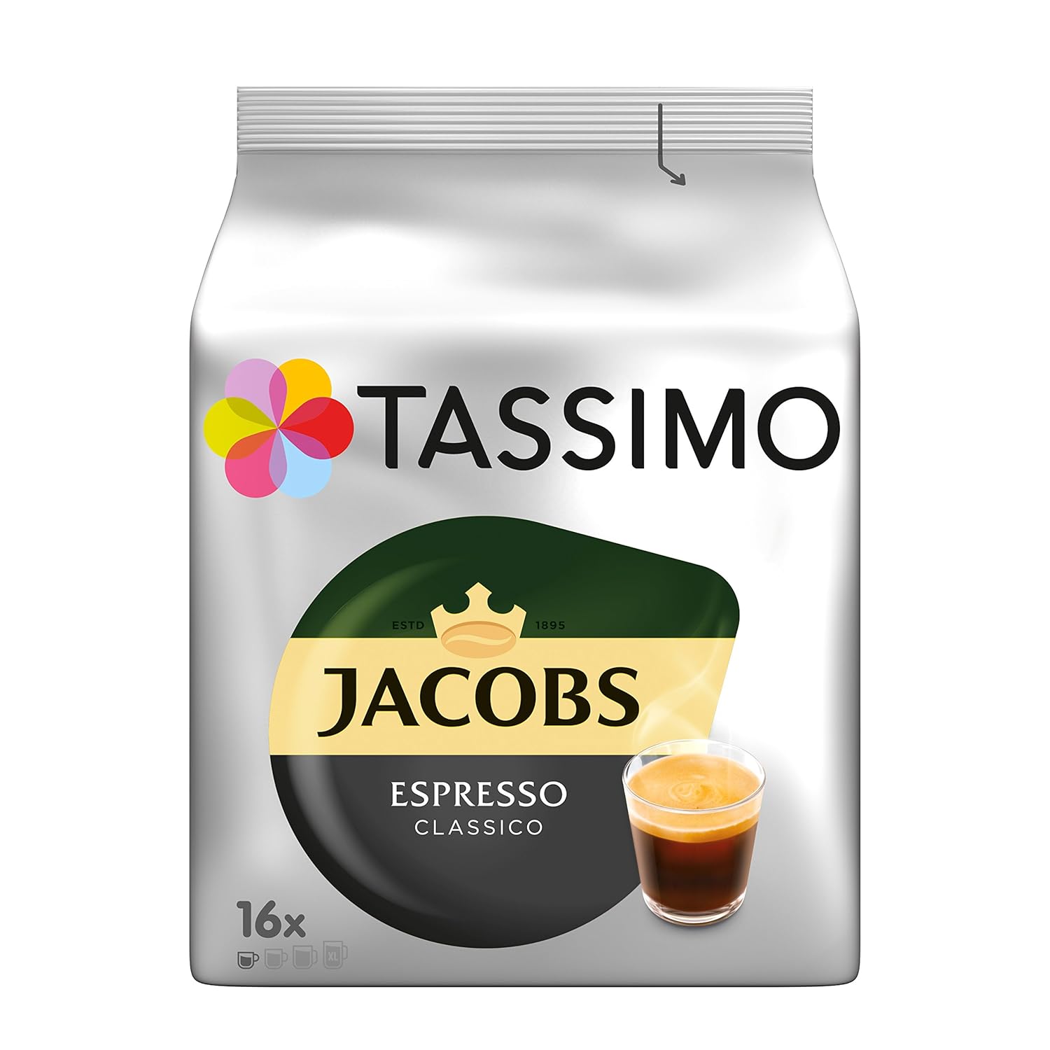 Tassimo Kapseln Jacobs Espresso Classico, 80 Kaffeekapseln, 5er Pack, 5 x 16 Getränke
