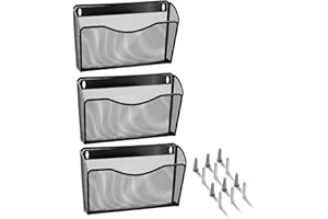 AGPtek Lot de 3 porte-documents muraux à suspendre en maille métallique pour papiers, fichiers et maison (Noir)