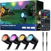 Govee Outdoor Spotlights Lite 4 Pack, IP67 Waterproof Spotlights, APP, WiFi | Landscape Lighting Work with Alexa, Matter and Google Assistant, RGBWIC Color Changing Light for Garden, Yard, Patio