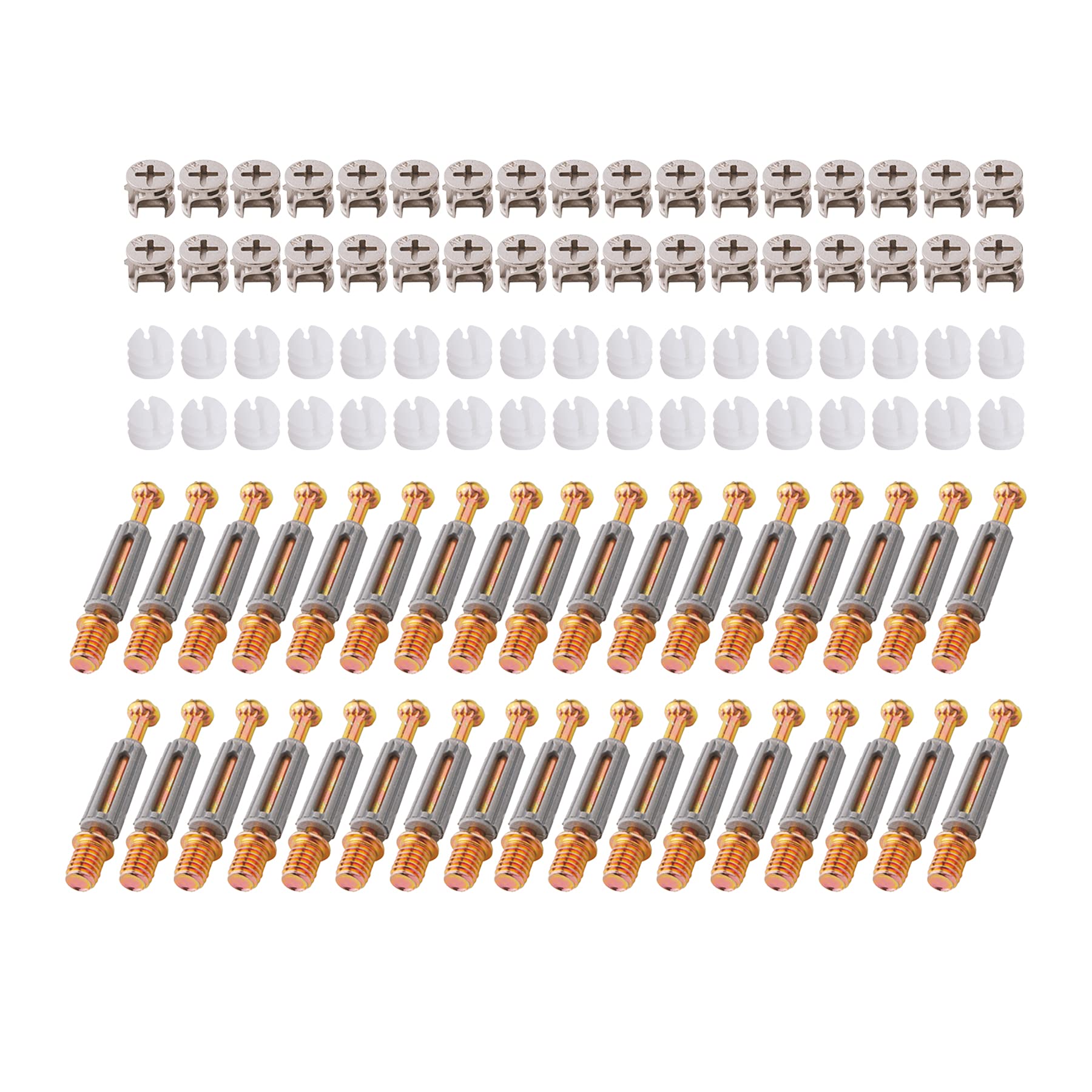 LOOTICH Fixing Screw Eccentric Cam Ø11.8mm and Bolts Fitting Dowels M6x41mm with Pre-Inserted Nuts M6 for Flat Pack Furniture Cabinet Locking Connecting Gray (34 Set)