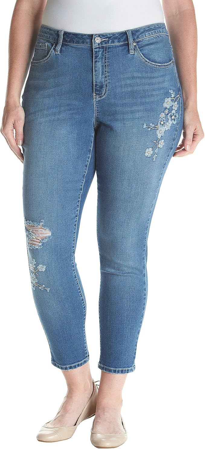 Earl Jean Plus Size Floral Embroidered Jeans at Amazon Women's Jeans store