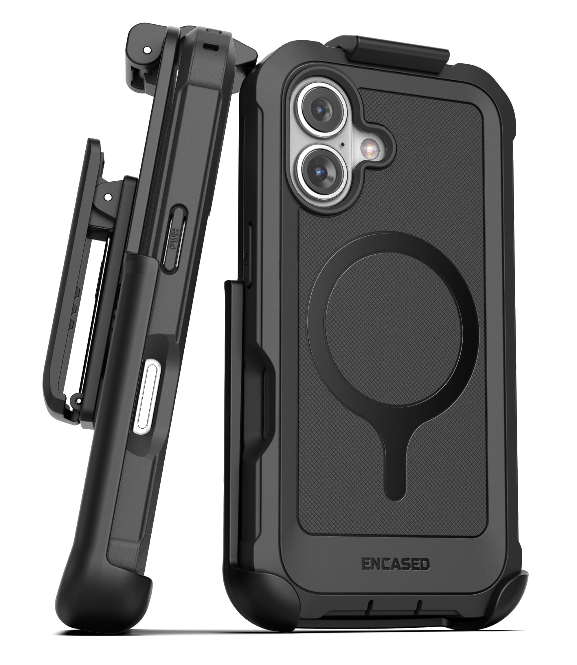 Encased Compatible with iPhone 16 Plus Case with Built-in Screen Protector and Phone Holster Belt Clip (Compatible with MagSafe) Heavy-Duty Hybrid Rugged Cover