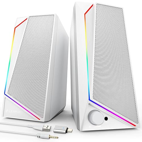 LENRUE Computer Speakers, USB/USB-C Powered PC Speakers with Loud