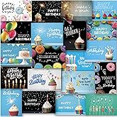 120 Happy Birthday Cards with Envelopes, Birthday Cards Bulk with Short Generic Message Inside, 20 Unique Designs, 4x6 inches, Birthday Cards Assortment for Business and Personal