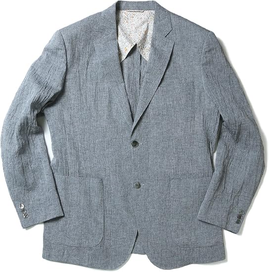 大きいサイズ テーラード ブレザー メンズ カジュアル スーツ アウター しわ加工 綿麻 涼しい 裏地 花柄 2次会 グレー 春 夏 秋 2l グレー コート ジャケット 通販 Amazon