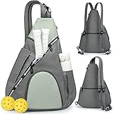 KAVIGOR Pickleball Bag, 7 Pockets & Upgraded Zippers, Lightweight Sling Bag with Detachable Strap & Water-Resistant Pocket