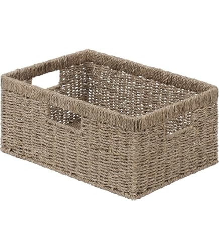 Weaving Storage Basket With Handles Handwoven Seagrass Weaving Storage Basket | UK