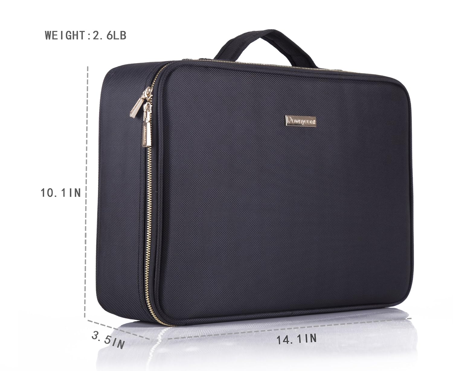 ROWNYEON Makeup Case Travel Makeup Bag Train Case Professional Portable Cosmetic Makeup Brushes Organizer Case Cosmetic Storage Bag for Women EVA Adjustable Dividers 14.1" Medium Black : Beauty