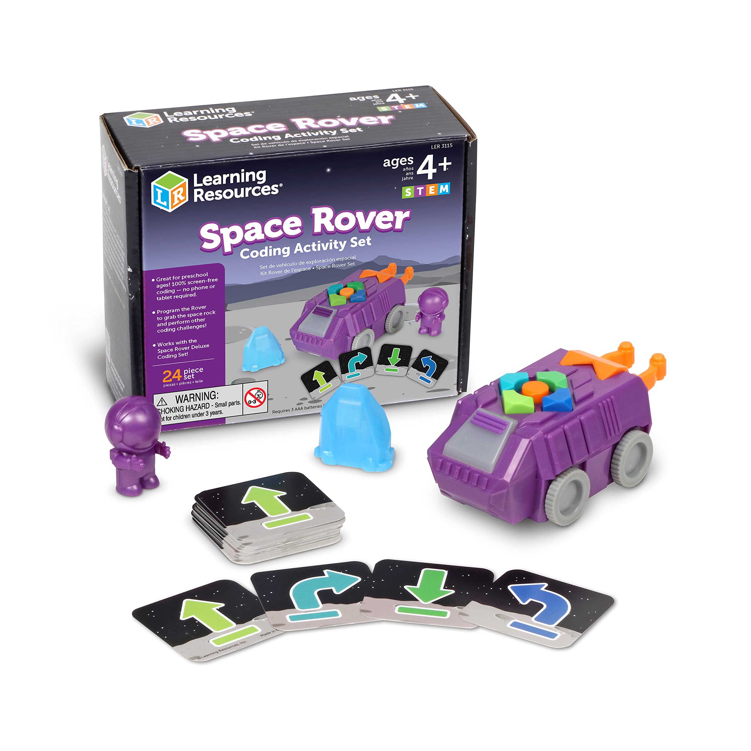 Learning Resources Space Rover Coding Set, 23 Pieces, Ages 4+, Coding for Kids, Coding Toys, Kids STEM Toys, STEM Toys for Classroom, Space Toys, Astronaut Toys, Purple