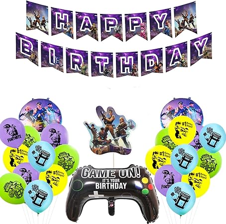 Flyfly Decorations De Fete D Anniversaire De Pirate Theme De Jeu Video Theme Banniere Anniversaire Decoration Fete Pour La Decoration De Fete A Theme Jeu Convient Pour La Maison Amazon Fr Cuisine Maison