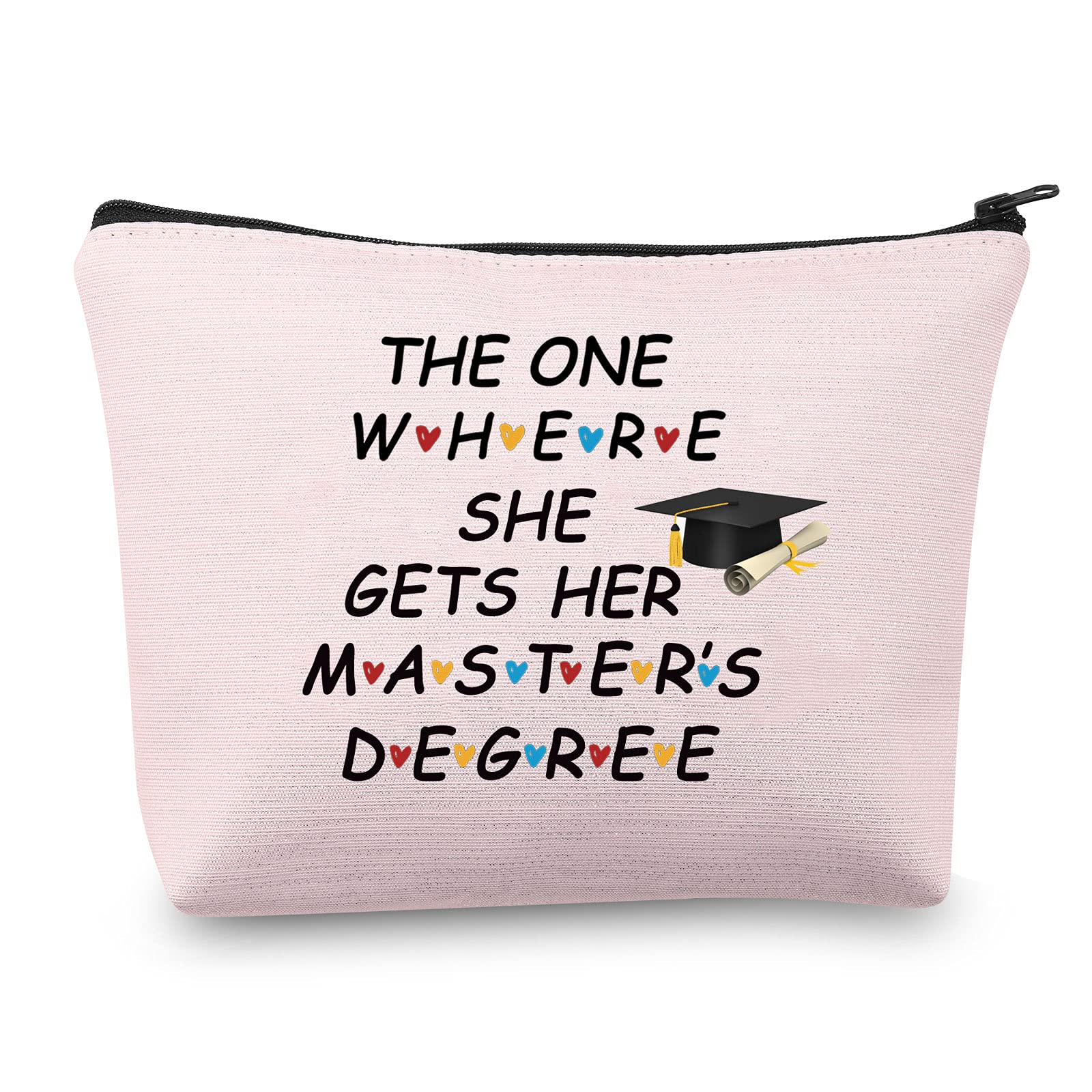 Masters Degree Graduation Gifts for Her Makeup Bag The One Where She Gets Her Masters Degree Students Gifts Cosmetic Travel Bag Zipper Pouch (Masters Degree Bag)