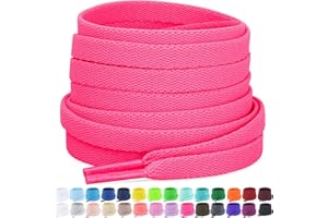 Puzeam Upgrade Tight Weave Flat Shoelaces 28 Colors 5/16" Wide Shoe Laces for Sneakers - 2Pairs