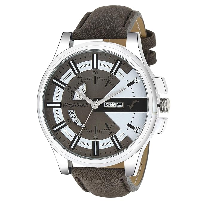 WRIGHTRACK Exclusive Series Quartz Movement Leather Strap Day & Date Analogue Mens and Boys Watch (WT05)