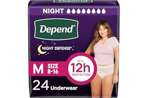 Depend Night Defense Adult Incontinence Underwear for Women, Overnight, Medium, Blush, 24 Count