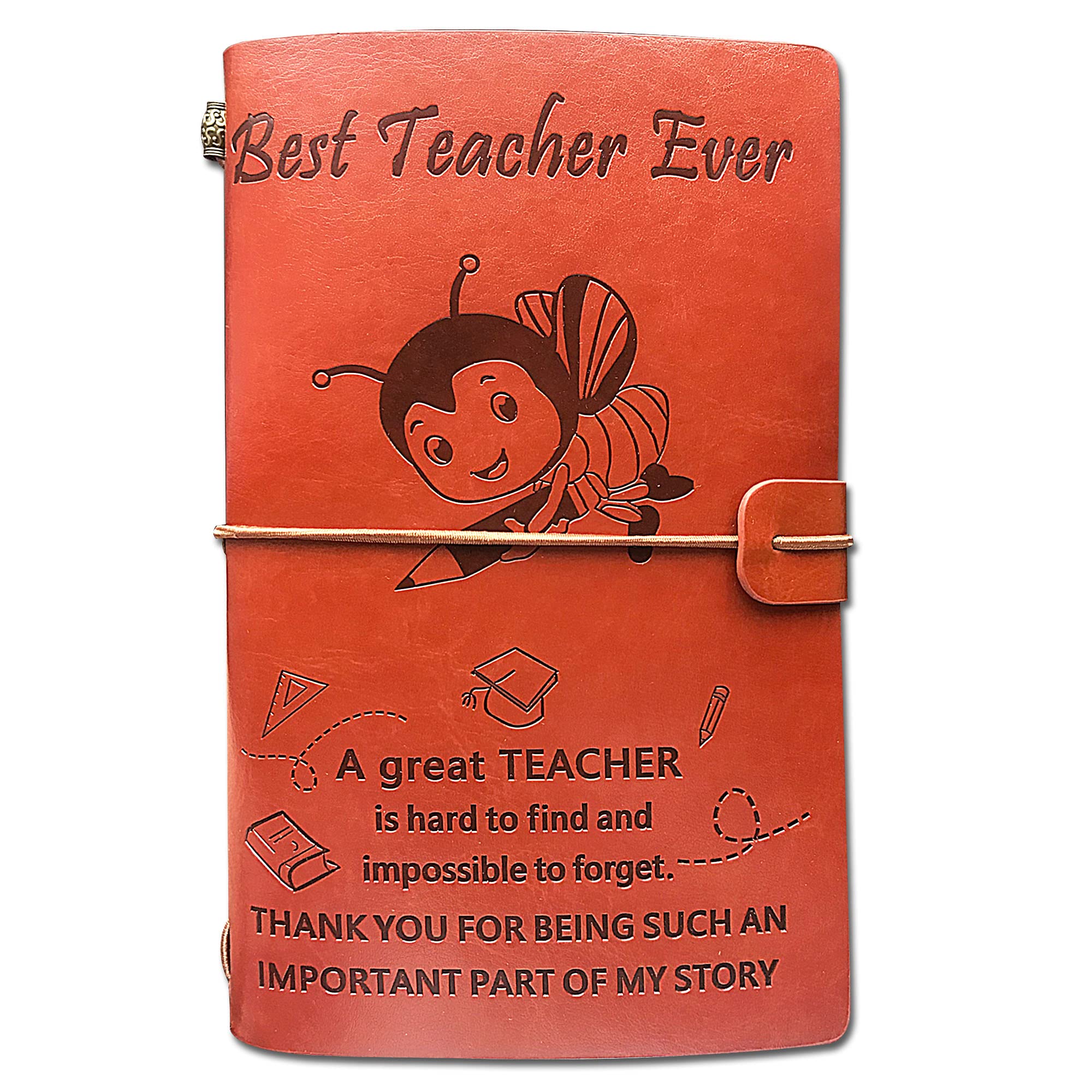 OMNIQI Teacher Gifts, Teacher Christmas Gifts, Thank You Teacher Gifts, Personalised Leaving Nursery Teacher Gifts, Best Teacher Ever Leather Journal Gifts, Teacher Appreciation Gifts from Student