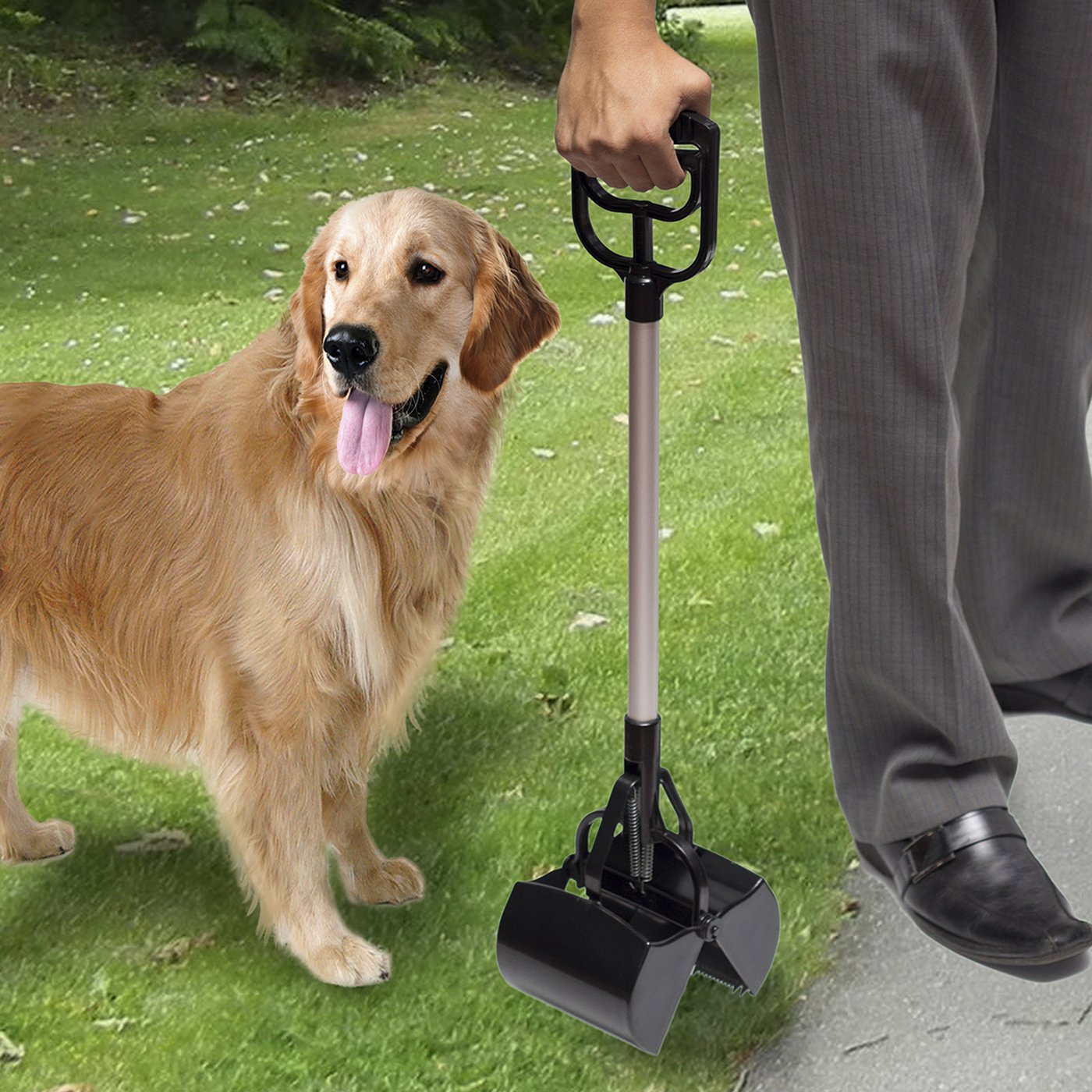 Dog Cat Pooper Scooper Rake Pet Large Metal Base Waste Poop Clean Up