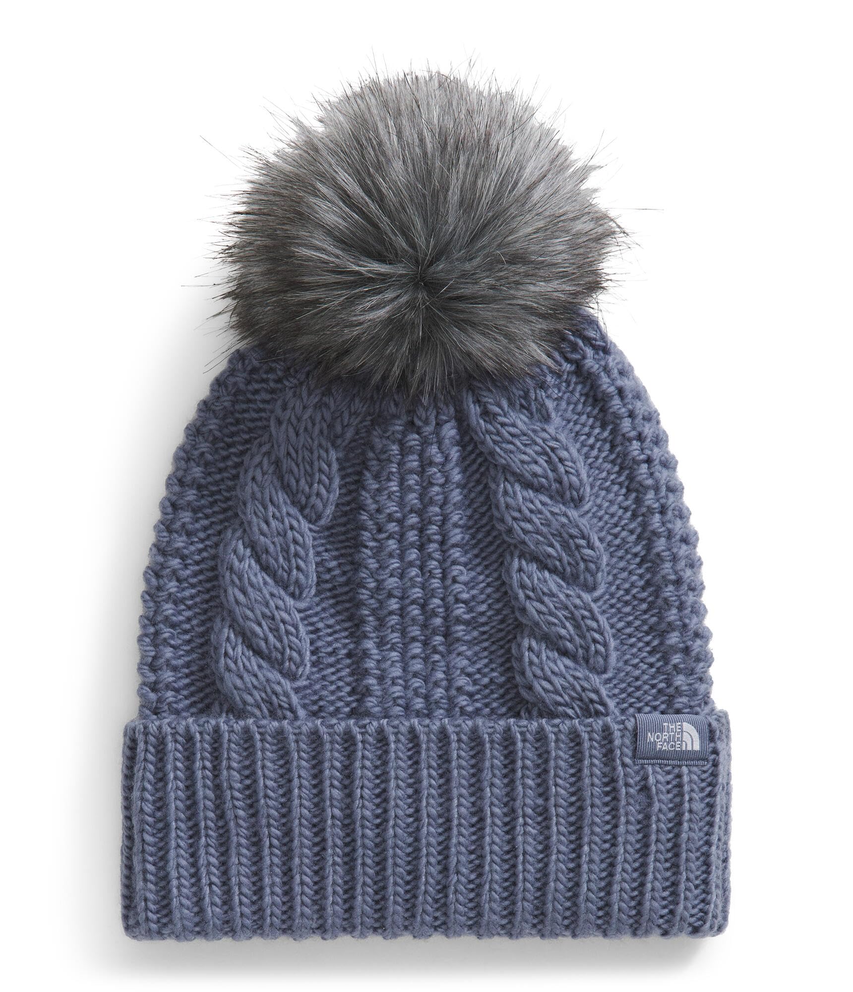 The North Face Women's Oh Mega Fur Pom Beanie | Deep Fit Cuffed Winter Hat with Oversized Faux-Fur Pom & Textured Cable Detailing, Twilight Galaxy, One Size Image