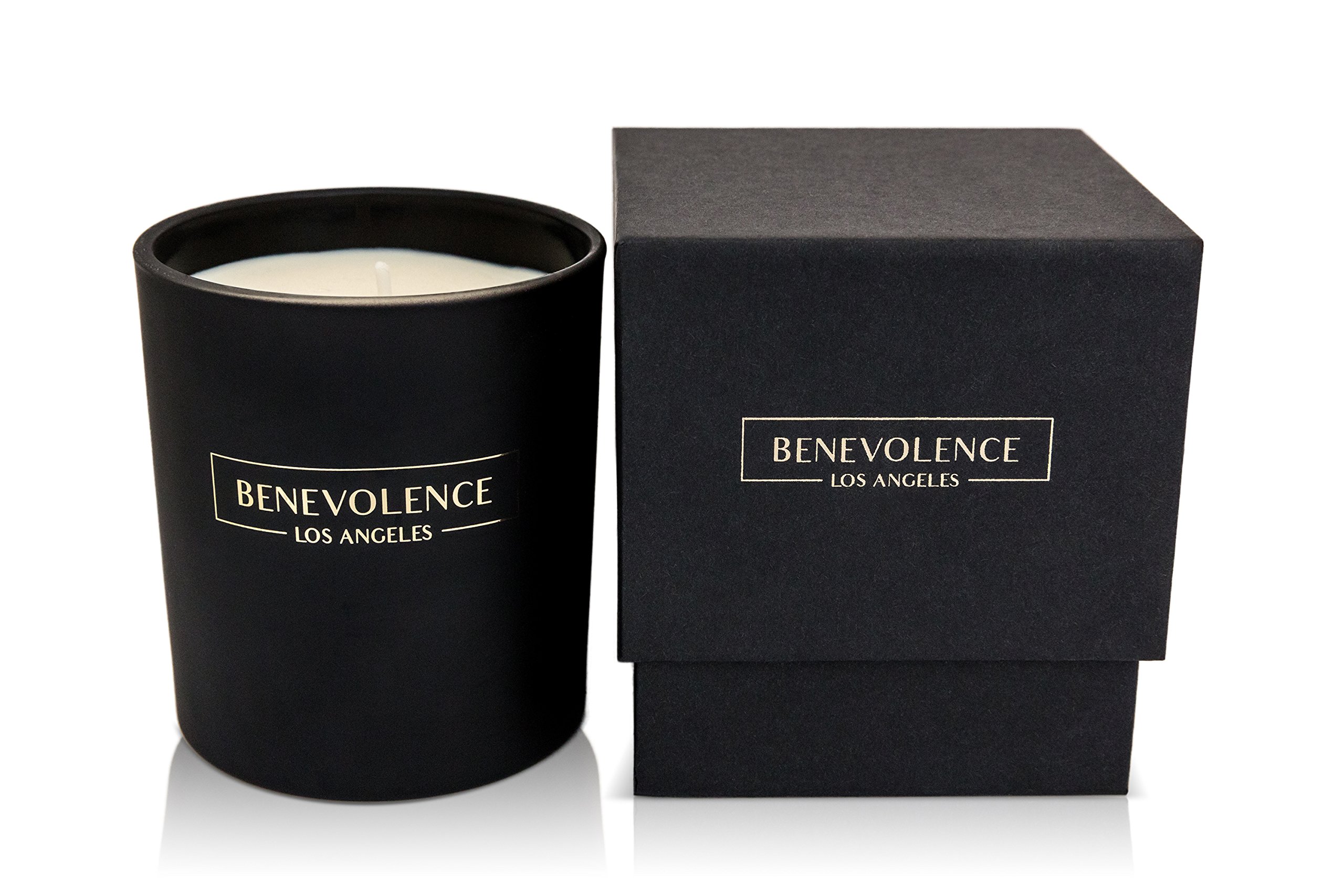 Soy Scented Candle Natural Rose & Sandalwood Strong Fragrance Matte Black Glass for Charity