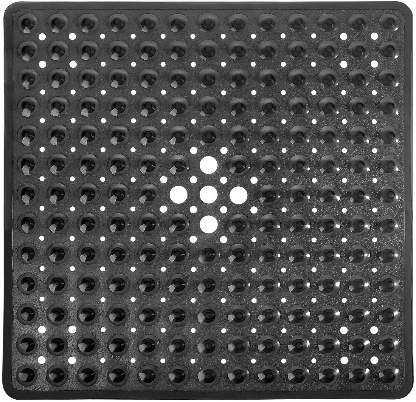Photo 1 of Yimobra Shower Stall Mat Non Slip, 21x21 Inch, Soft Square Bath Mat for Shower with Suction Cups and Drain Holes, Stall Floor Mats for Bathroom, Machine Washable, Bathroom Accessories, Black