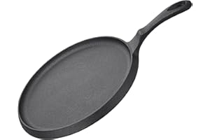 Navaris Cast Iron Griddle Pan - Durable Pancake Pan Also for Pizza, Tortilla, Dosa, Tawa, Roti, etc - Bakestone for Bread & W