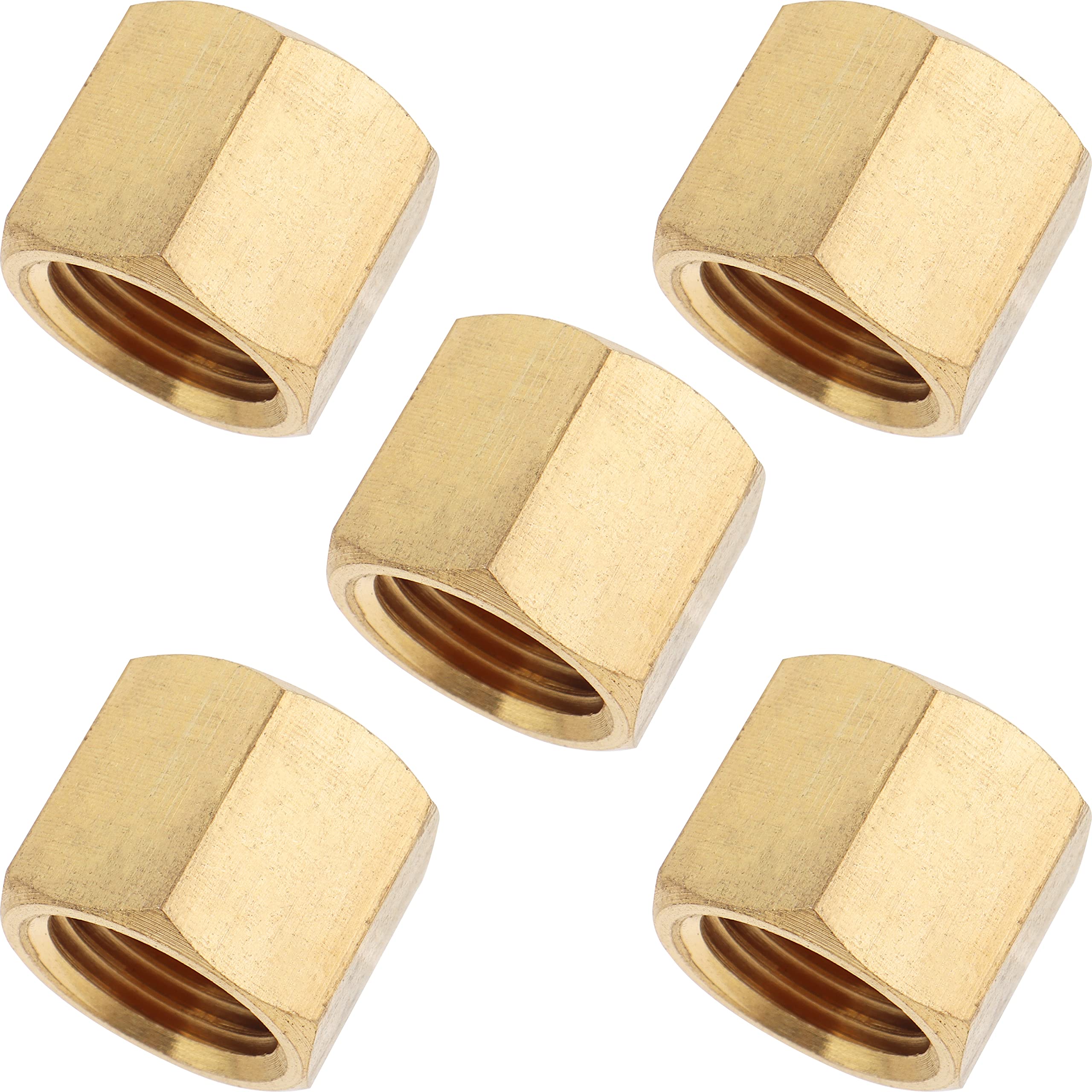 LTWFITTING Brass BSP Pipe Cap Fittings 1/4-Inch BSPP Air Fuel Water Boat (Pack of 5)