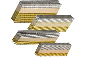 SITLDY 34-30 Degree Framing Nails 4 Sizes (2"+2-1/2"+3.0" Ring+3-1/2" Smooth), D Head Hot Dipped Galvanized Paper Tape Strip Nails, 160 PCS per Size, 640 Count, for 30 to 34 Degree Framing Nailer