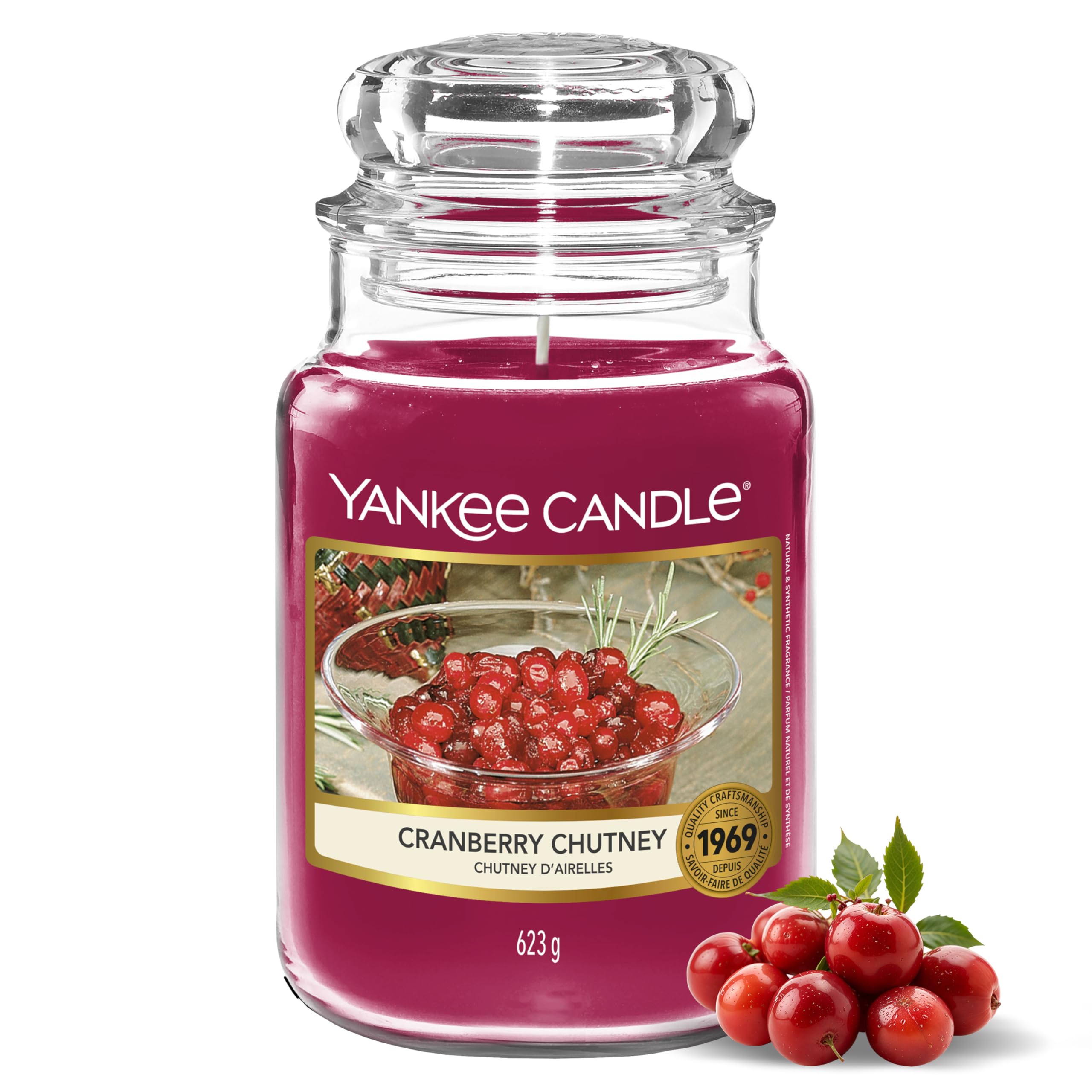 Yankee Candle Duftkerze im Glas (groß) | Cranberry Chutney | Kerze mit langer Brenndauer bis zu 150 Stunden | Perfekte Weihnachtsgeschenke für Frauen