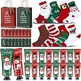 Heigble 16 Sets Christmas Gift Bulk - Christmas Plush Socks, Hand Creams, Gift Bags and Tags for Xmas Holiday Party Favors, Guests, Employees, Family, Stocking Stuffers