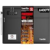 6400℉ Fireproof Document Bag with Lock, 15 x 12 inch Fireproof Money Bag 2 pockets with Zipper for Cash, Fire Safe Money Pouch Zipper for Important File,Valuables, Keys, Passports (Black)
