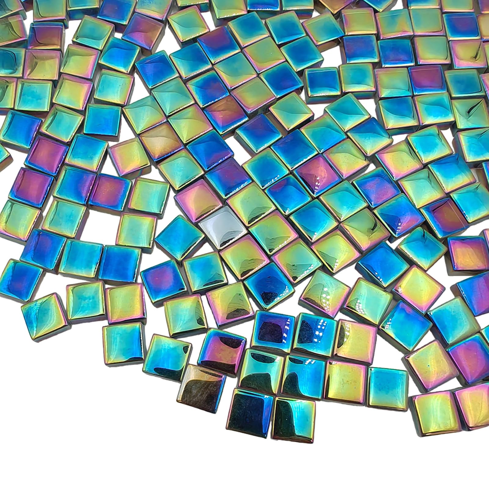 Photo 1 of 1.1lb Square Crystal Mosaic Tiles, Iridescent Mosaic Glass Tiles for Crafts, Mosaic Pieces DIY Hobbies Children Handmade Jewelry Art Decoration Gifts,525 Pieces (Dark Grey)