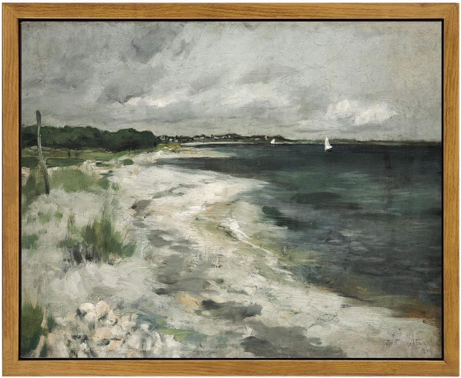 Posters & Prints - WITCOLOR Framed Large Canvas Wall Art, 12×16in Vintage Wall Art Decor for Living Room Nature Landscape Ocean Wood Wall Art Prints Classical Seaside Scenery Painting for Bedroom Office Home Decoration