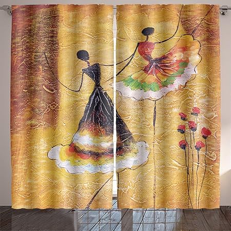Uhoo Custom Fashion Curtains Oil Painting Spanish Dance Living