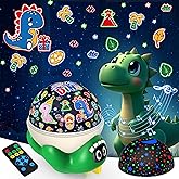 Dinosaur Night Light Projector for Kids Green Dino Toys for Boys, Star Night Lights with Music and Timer, 17 Mode Color Changing Lamp with Remote, Christmas Birthday Gift for Baby Girl Boy