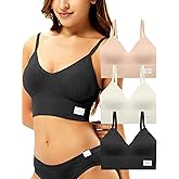Livona 3 Pack Sports Bras for Women- Wireless Soft Workout Bra, Padded Fitness Bralette, Comfort Crop Cami Tank S-XXL