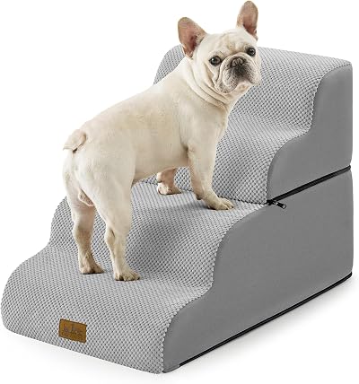 COZY KISS Dog Stairs 4 Step 19.7 in Grey Foam Bed Sofa Ramp