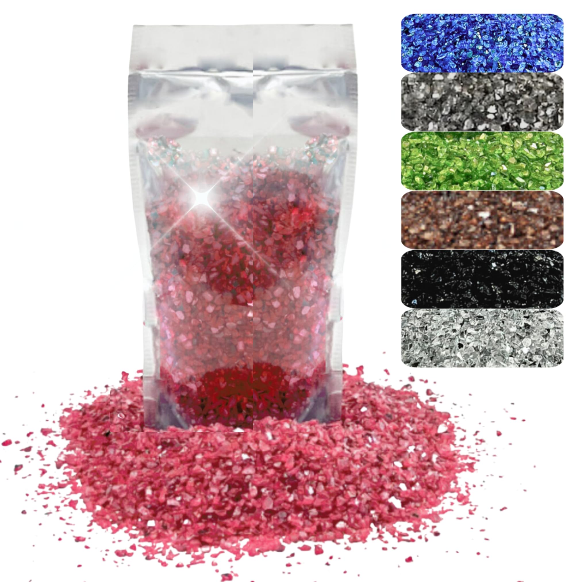 Oniro Art 400g Broken Crushed Glass Chips 1-4mm Reflective Mirrored Granules Gravel Chunks Stones Vase Filler Garden Plants Resin Irregular (Red, 400g)