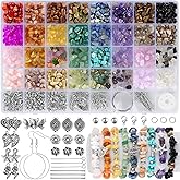 Funtopia 32 Colors Crystal Beads for Jewelry Making,1200 Pcs Natural Stone Beads Bracelet Making Kit Adults 5-8mm Irregular Crystals and Gemstones Chips for Bracelet Necklace Earring DIY Craft