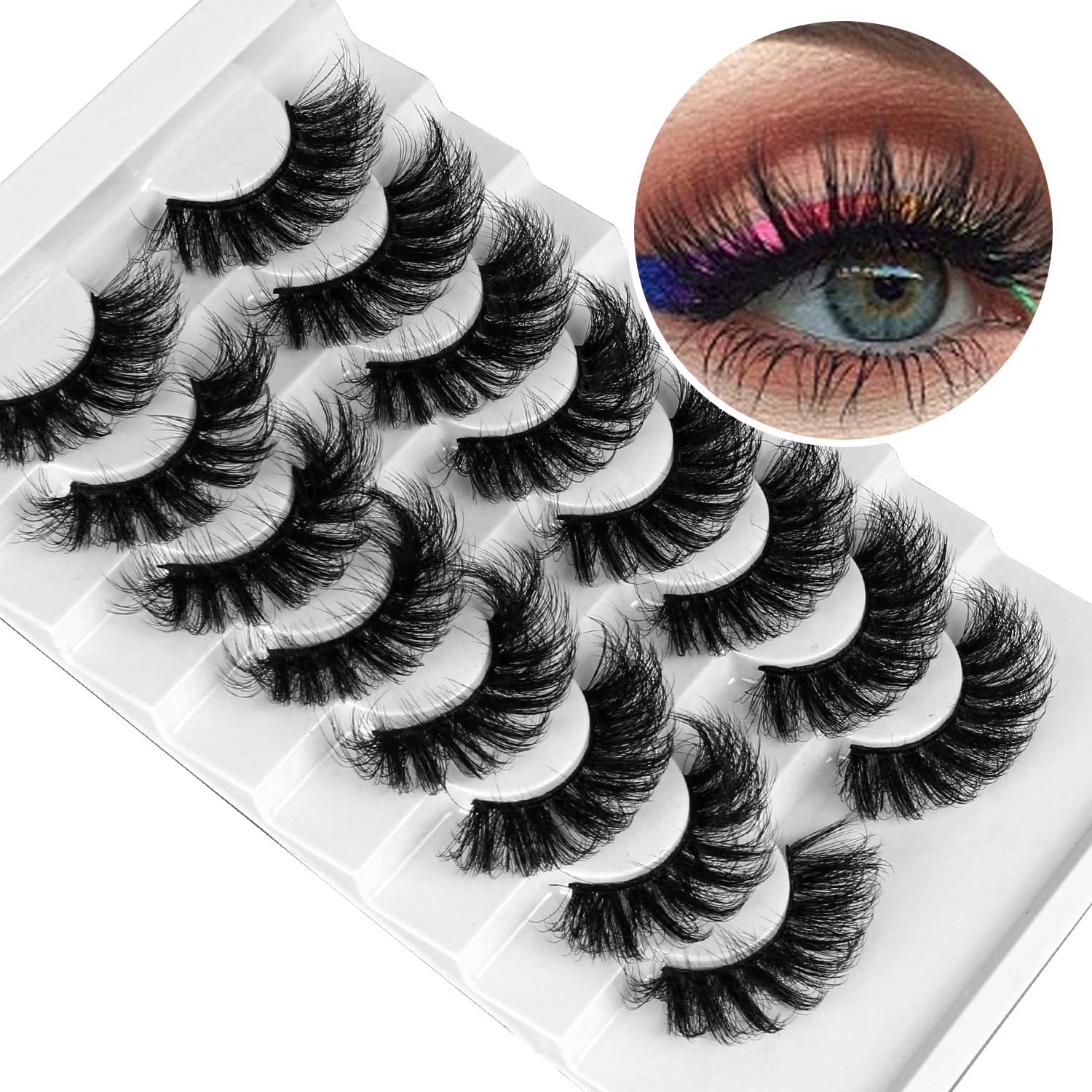 Leipple False Eyelashes 8 Pairs - Professional Reusable 8D Lashes - Natural Wispy Thick Fluffy Fake Eyelashes Fake Eyelashes (QZ-02) — image 1