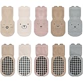 Meeshine Baby Girls Non Slip Socks Toddler Cotton Grips Crew Ankle Socks Anti Skid Cute for Infant Kids 0 Month-5 Years Old