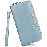 FT FUNTOR Wristlet Wallets for Women, Ladies PU Vegan Leather Clutch Wallet Zip around Phone Purse Card Holder Organizer