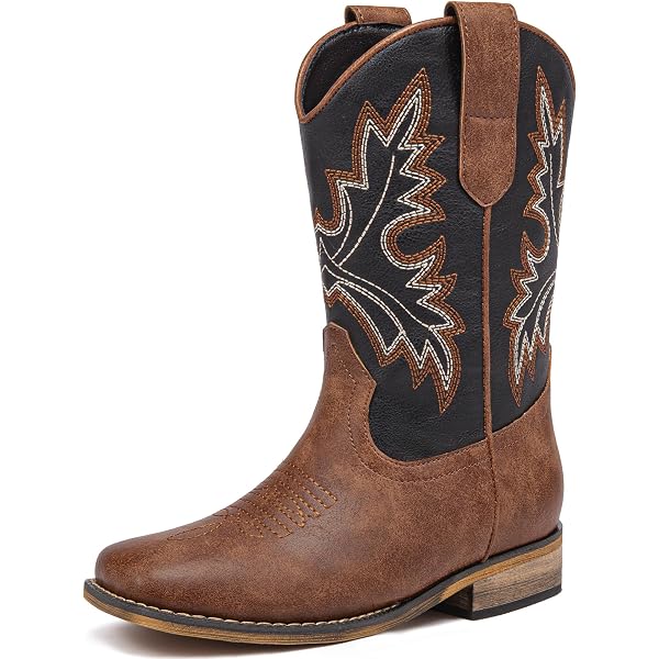 Amazon.com | Old West Boots Broad Square Toe Leather Cowboy  display picture 2