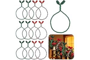 VASZU Christmas Holiday Garland Ties Decorative Wreath, 12 Pcs Flexible Gift Craft Wrapping Decorations for Home Banister, Lamp Posts, Christmas Stocking or Stairs Outdoors Decoration(Green&Red)