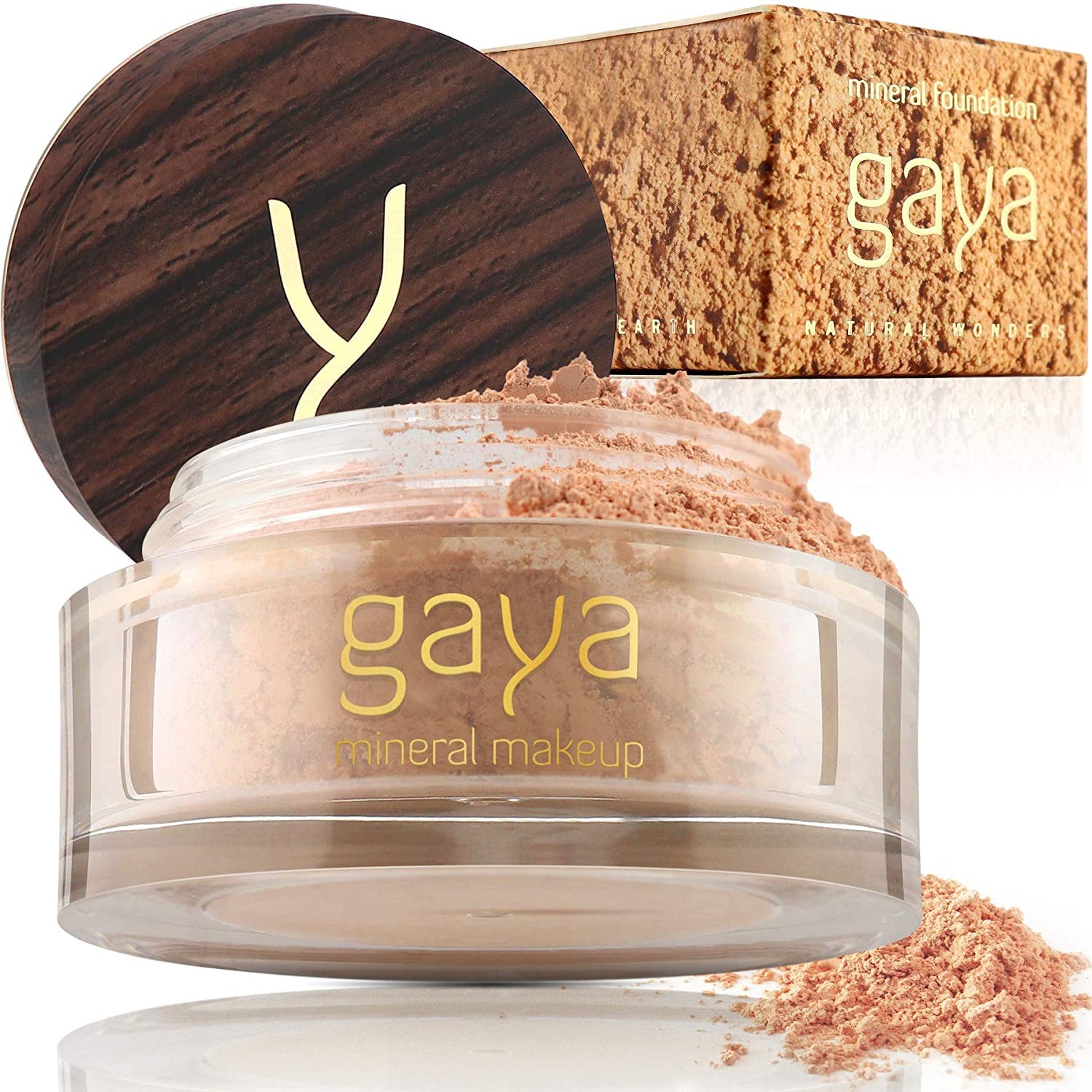 Vegan Buildable Mineral Powder Foundation– Light to Full Coverage, Cruelty-Free Face Makeup Enhances All Skin Types – Smooth Natural-Looking Makeup Foundation Doesn’t Clog Pores by Gaya Cosmetics MF7