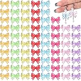 Winsyison 150pcs Acrylic Bow Beads for Jewelry Making, 18×14mm Cute Transparent Bowknot Beads, Colorful Loose Spacer Accessories for DIY Necklaces Bracelets Earrings Pendant