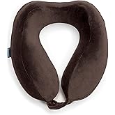 Brookstone Neck Travel Pillow - Lightweight Contoured Memory Foam Stuffable Travel Neck Pillow for Sleeping, Car, & Airplane, Size One Size, Velvet Brown
