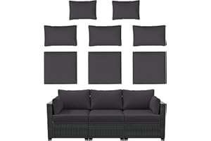 Kimunuk 8p Outdoor Cushion Slipcovers Outdoor Patio Cushions Covers Replacement Waterproof with Zipper for 3-Seat Outdoor Rattan Sofa Patio Furniture Cushion Covers Grey, Covers Only