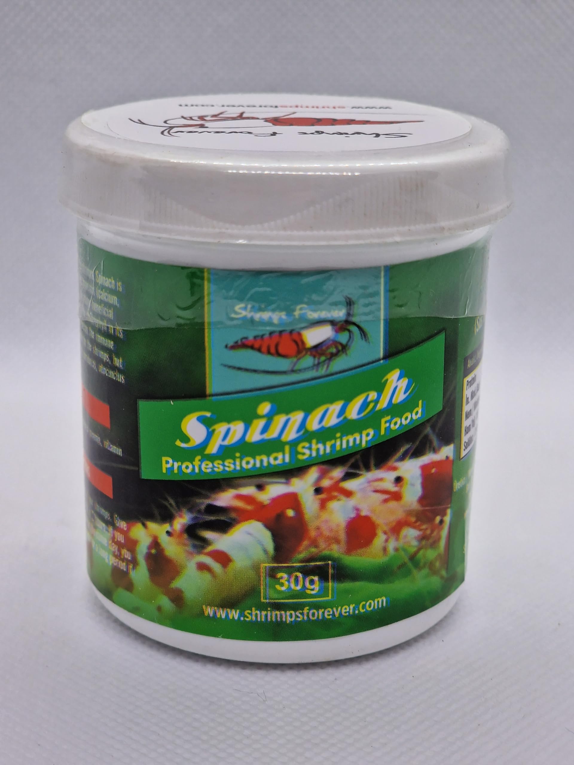 Shrimps Forever Spinach | 30g spinach shrimp feed that is full of good vitamins, minerals and silicates. Supports the health and moulting of shrimps.