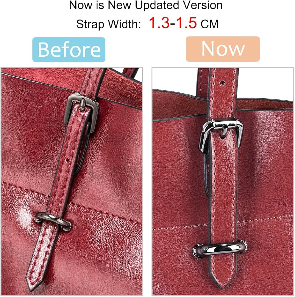 S-ZONE Women's Vintage Genuine Leather Tote Shoulder Bag Handbag, Wine - Image 3